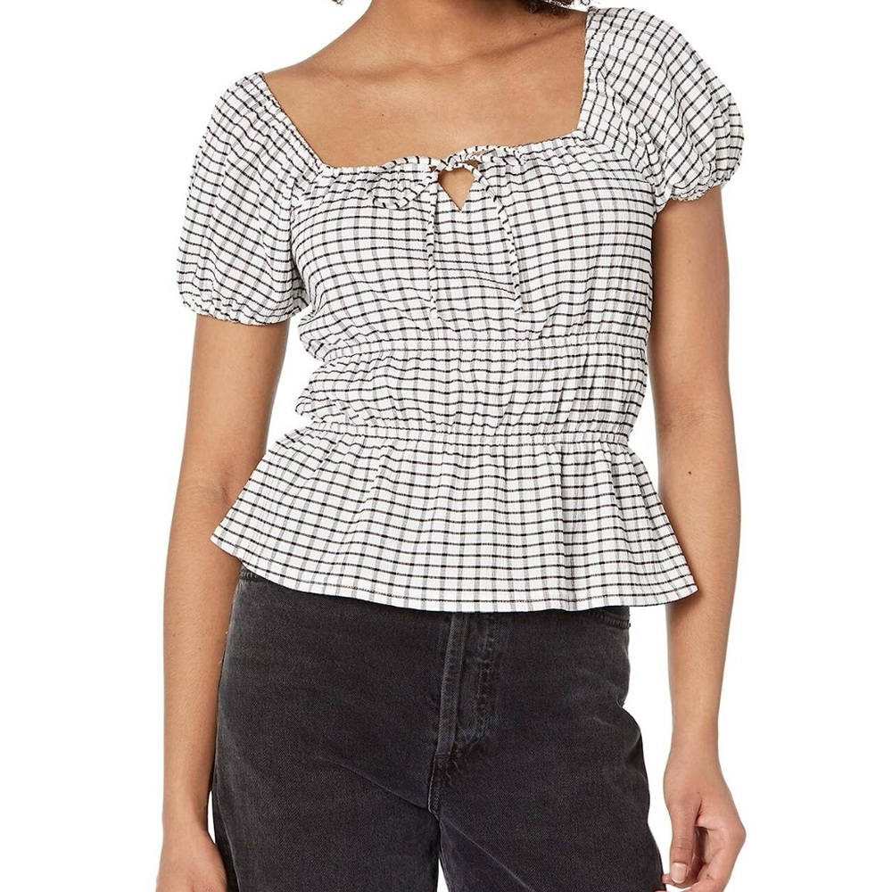 Madewell Women’s Omaha Tiered White/Black Top Size Small S